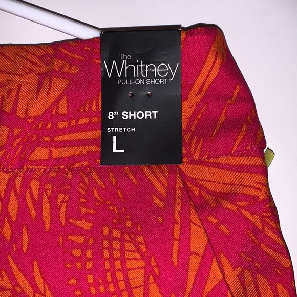 Whitney Pull-on Stretch Short. Size Large. Orange and red pattern. - Picture 3 of 7